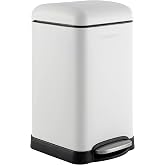 happimess Betty Retro Mini 3.2 Gal Step Trash Can, Cotton White | Soft-Close Lid, Fingerprint Proof, Removable Liner, Stainless Steel, Hands-Free Pedal