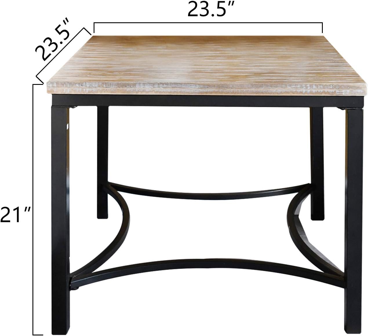 WELLAND 24" Solid Wood Night Stand,Square Rustic Poplar Wood Top Side End Table with Metal Frame for Living Room,Bed Room.: Kitchen & Dining