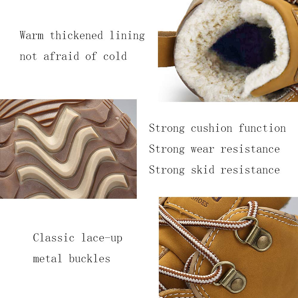 Wonvatu Men’s Winter Snow Boots Waterproof Fur Lined Hiking Boots Non-Slip Outdoor Winter Shoes