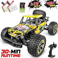 WHIMSWIT Remote Control Car, 1:10 Large Scale Electric RC Car Off-Road Monster Truck with High Speed 48km/h Wide Range 100M 2.4GHz 4WD, Anti-Collision R/C Cross-Country Racing Vehicle