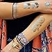 Metallic Temporary Tattoos, KissDate 150+ Henna & Boho Designs in Gold Silver Black, Fake Glitter Jewelry Tattoos- Bracelets, Necklaces, Wrist, Anklets and Armbands（8 Sheets）