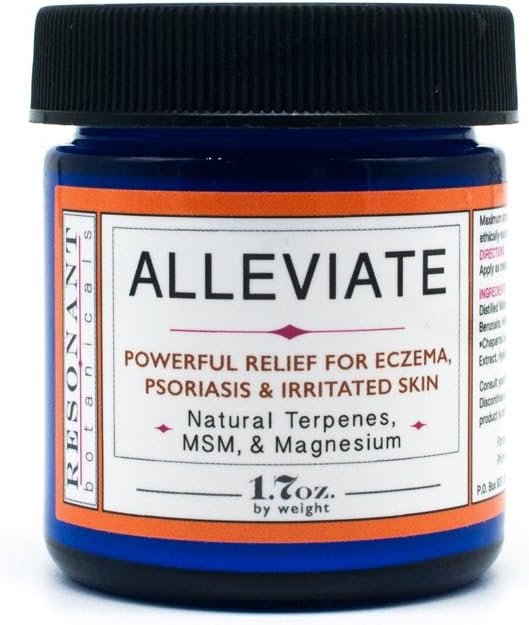 Alleviate Skin Calming Lotion 1.7oz - Natural and Organic Based Product-Scented with Essential Oils and Terpenes –Soothes Eczema and Psoriasis- By Resonant Botanicals