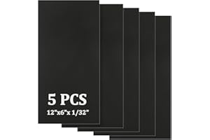 ABuff 5 Pack 5052 Anodized Aluminum Sheet Metal 12 x 6 x 1/32 Inch Black Rectangle Aluminum Metal Plate Engraving Blanks for 