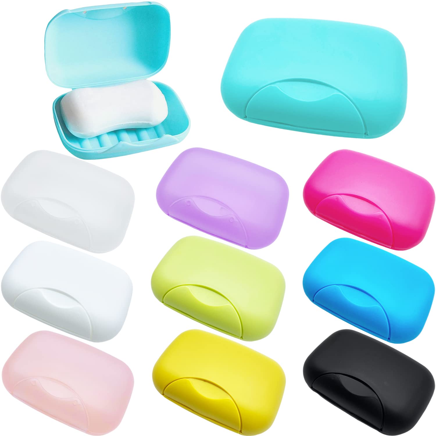 Photo 1 of 10 PCS Soap Box Holder,Plastic Travel Soap Dish,Portable Leak Proof Soap Case Container for Bathroom,Camping,Gym,Business Trip,10 Colors