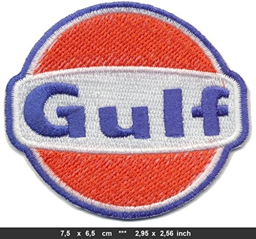 GULF Iron Sew On Cotton Patches Racing Motor Sport Lubricants Oil Gasoline Nascar by Patchmaniac