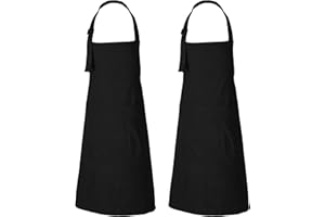 RAJRANG 100% Cotton Cooking Apron with 3 Pockets Kitchen Chef BBQ Adjustable Bib Aprons for Women Men