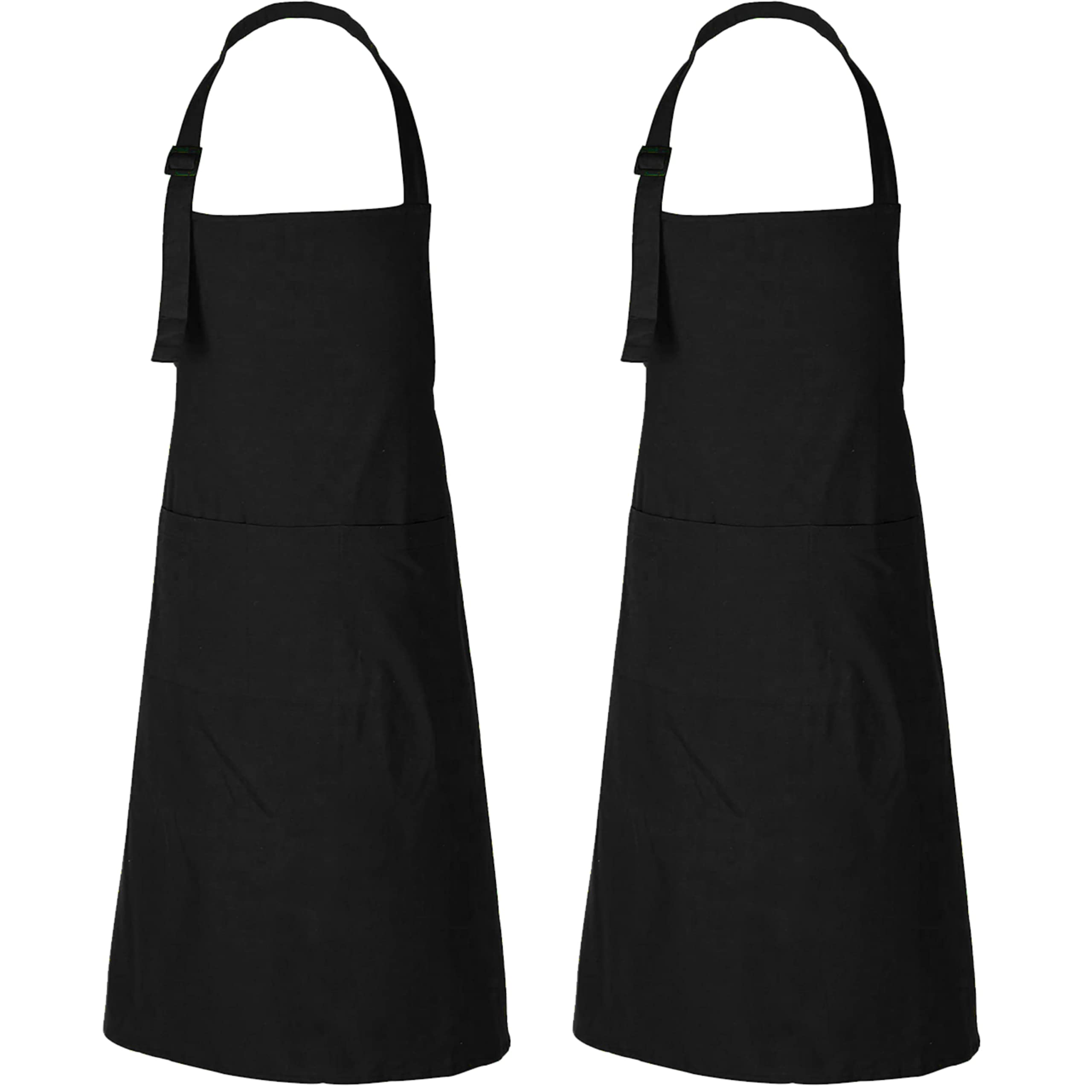 RAJRANG Cotton Black Aprons Set of 2 Bib Apron for Men Chef Kitchen and Barbeque with Adjustable Neck Strap 68 x 88 cm — image 1