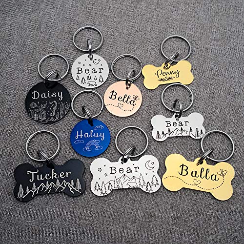 YiXiEr Personalized Cat Tags Dog Tags Front And Back Engraved 