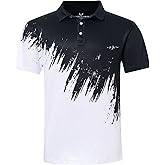 uideazone Mens Golf Shirt Dry Fit Athletic Polo Shirts Moisture Wicking Performance 3D Print Short Sleeve