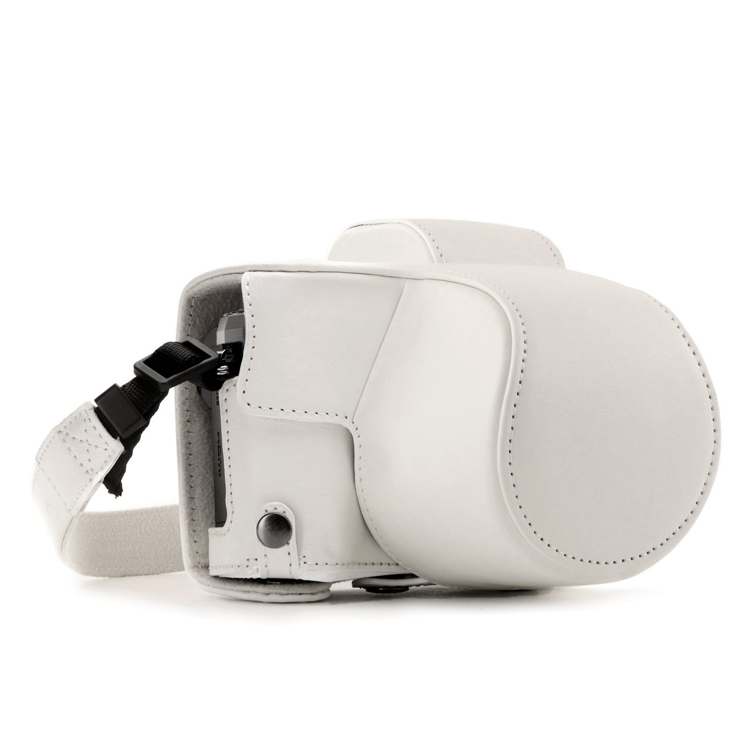 MegaGear MG1349 Ever Ready Leather Case and Strap with Battery Access for Olympus OM-D E-M10 Mark III Camera - White