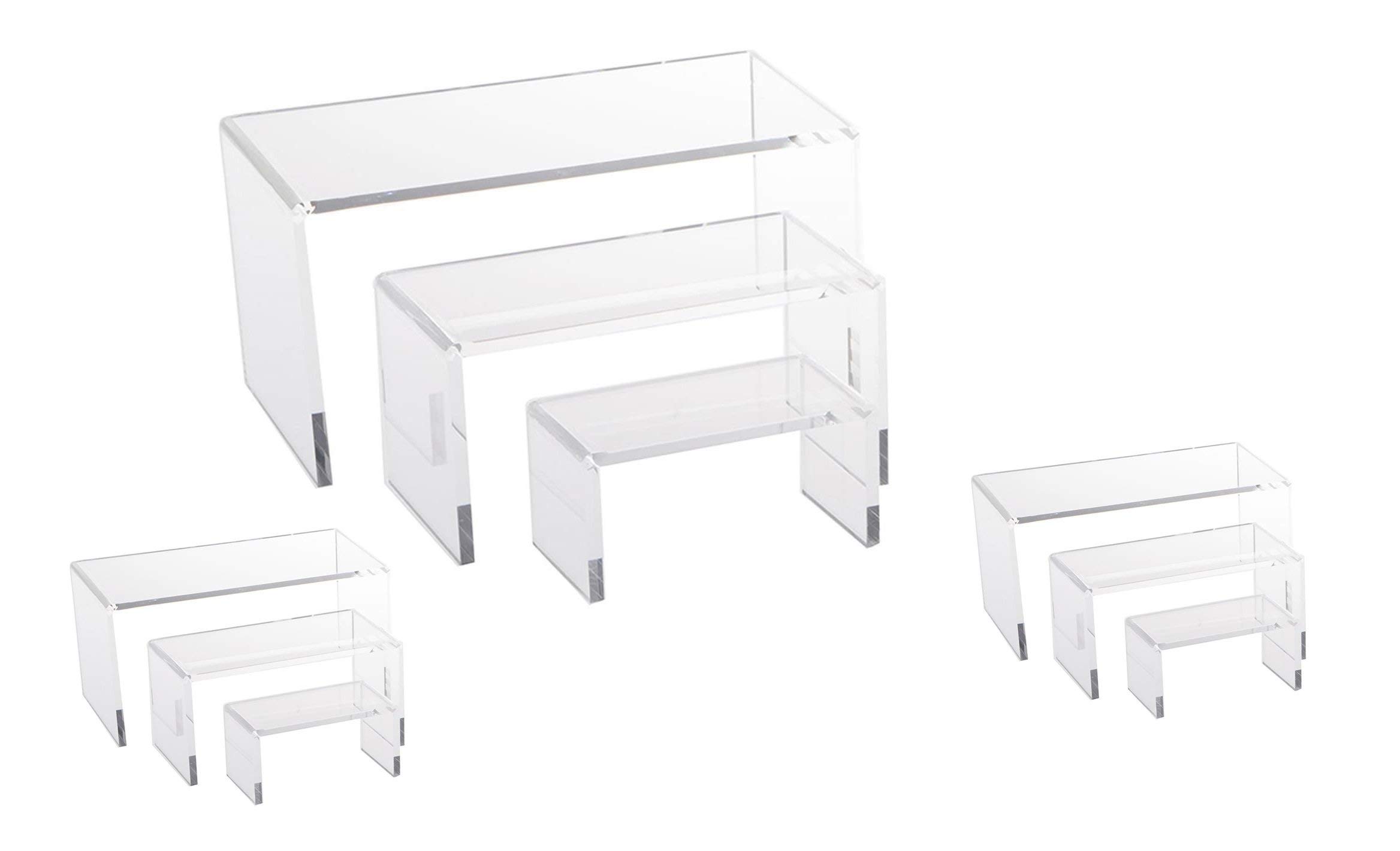 N'icePackaging 9 Piece Set Clear Acrylic Display Risers, Acrylic
