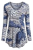 Tencole Fit and Flare Tops For Women, Long Sleeve Printed Tunics Flowy Casual Shirts