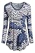 Tencole Fit and Flare Tops for Women, Long Sleeve Printed Tunics Ethnic Blouse Flowy Casual Shirts Womens Tops Blue-Apricot Size L