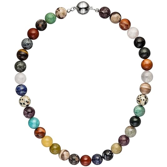 JOBO Halskette Kette mit Edelsteinen multcolor bunt 45 cm Steinkette Edelsteinkette