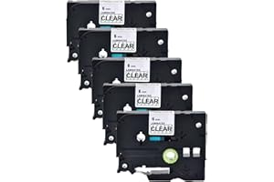 TZe-111 6mm Black on Clear Label Maker Tape Laminated Replacement for Brother P-Touch Label Maker Refills TZe Tz Tape Work wi