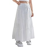 OYOANGLE Girl's Tiered Ruffle Long Skirt Elastic Waist Flowy A Line Boho Beach Skirts