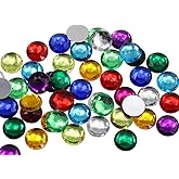 20mm Flat Back Round Acrylic Rhinestones Plastic Circle Gems for Costume Making Cosplay Jewels Pro Grade - 60 Pieces (Assorted Colors)