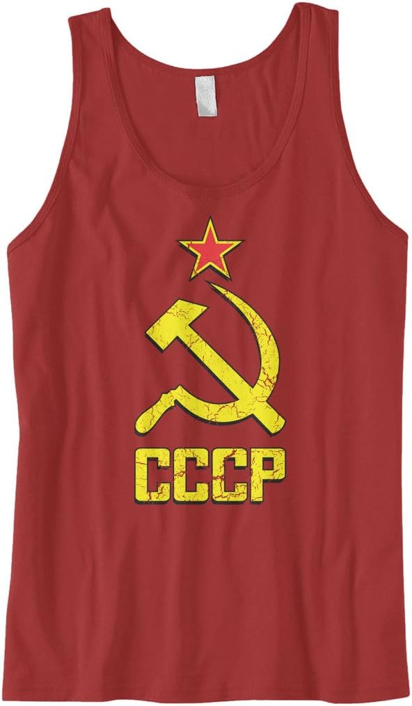 Men's Distressed CCCP Symbol Red Star Tank Top
