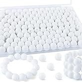 Kovict 145pcs Silicone Beads, 15mm Silicone Beads for Keychain Making, Pens Bracelet Necklace DIY Crafts(White)