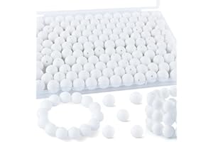 Kovict 145pcs Silicone Beads, 15mm Silicone Beads for Keychain Making, Pens Bracelet Necklace DIY Crafts（White）