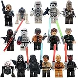 Star Wars Figures | Set of 16 Star Wars Minifigures | The Fearless Rebels VS Galactic Empire Characters| Obi-Wan Kenobi. Luke Skywalker, Han Solo, Chewbacca, R2-D2, Darth Vader, Storm Trooper,Sith...