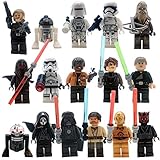 Star Wars Figures | Set of 16 Star Wars Minifigures | The Fearless Rebels VS Galactic Empire Characters| Obi-Wan Kenobi. Luke Skywalker, Han Solo, Chewbacca, R2-D2, Darth Vader, Storm Trooper,Sith...