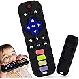 Jkevow Baby Teething Toys, Silicone Teethers Toys for Babies 0-24 Months, Remote Control Shape Baby Teethers Chew Toys, BPA Free Freezable Relief Molars Gums Pain (Black)