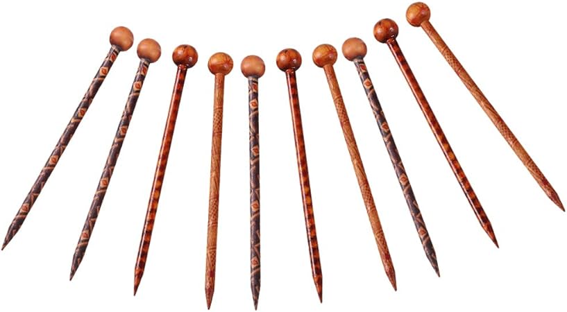 Amazon ヘアスティック 髪簪 木製 古典的な ヘアアクセサリー 頭飾り 10個入り ホビー用素材 通販