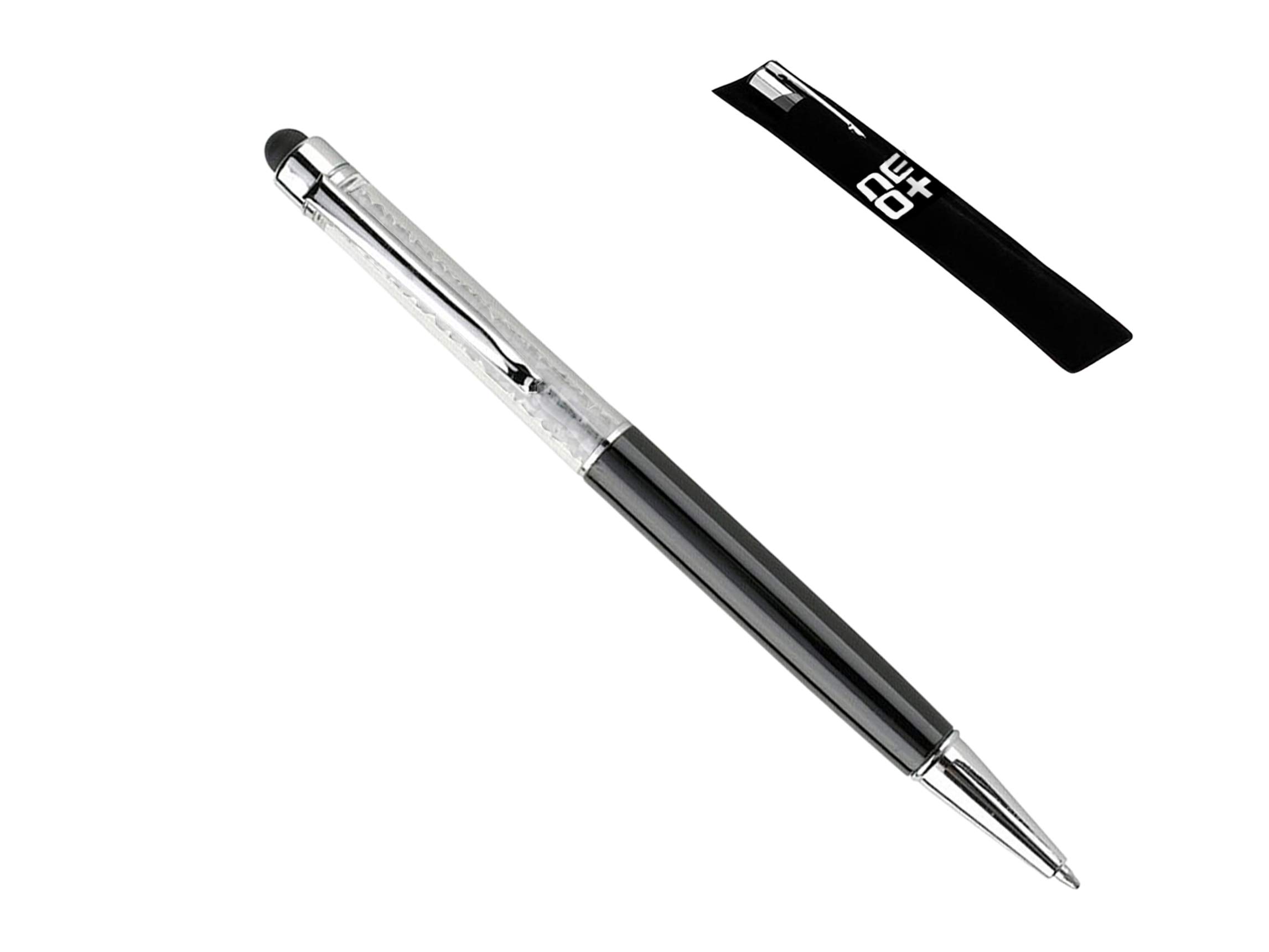 Neo + Touchscreen input pen and ballpoint pen with Swarovski crystals, 2-in-1 function, with 2 replacement mines. black