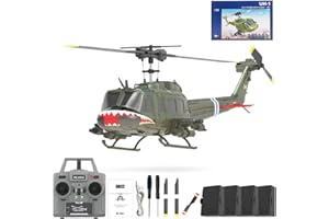 rcxperts RC ERA C032 RC Helicopter, 1/48 Scale 2.4G 6CH UH-1 Huey Flybarless RC Helicopter, 6-Axis Gyroscope Stabilization, with Altitude Hold & 3D Inverted Flight for Adults Enthusiasts, 4 Battery