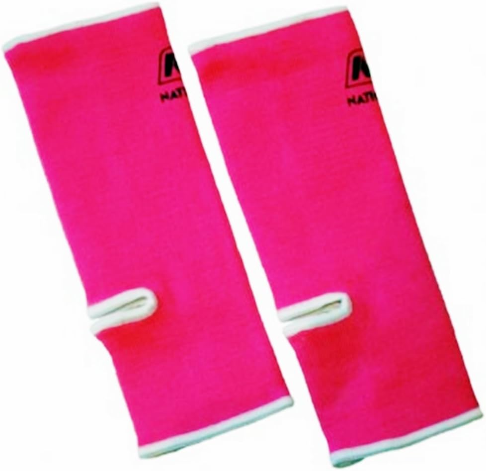 Muay Thai Standard Ankle Supports Pink with White Trim - NATIONMAN