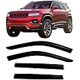2022-2025 Tape-On Rain Guards for Jeep Grand Cherokee Side Window Visor Deflectors Laredo Altitude Limited Trailhawk Overland Summit Reserve Durable Tinted Shades 2023 2024