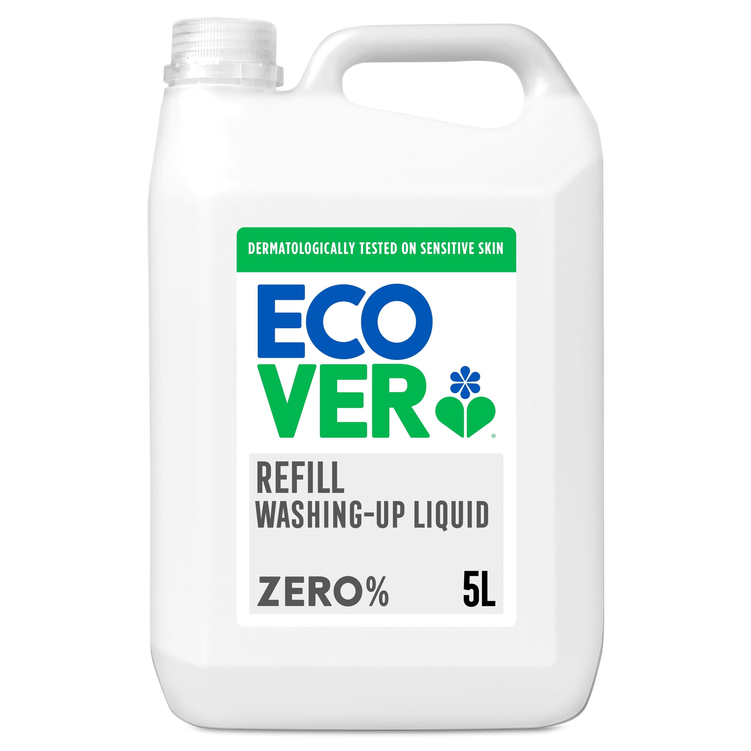 Ecover Zero Washing Up Liquid Refill, Washing Up Soap, Tough on Grease and Grime, Dermatologically Tested, 1 x 5L