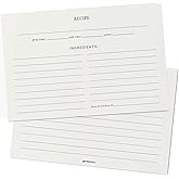 Recipe Cards, 4x6 Premium Recipe Cards for Bridal Shower and Weddings, Double-Sided, 50 Pack, Modern Minimalist