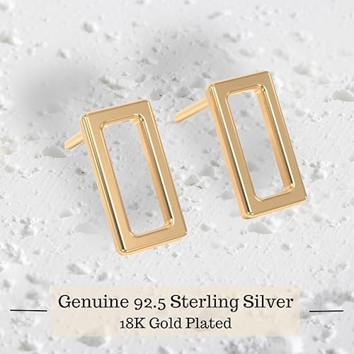 18K Gold Stud Earrings for Women Certified 925 Sterling Silver