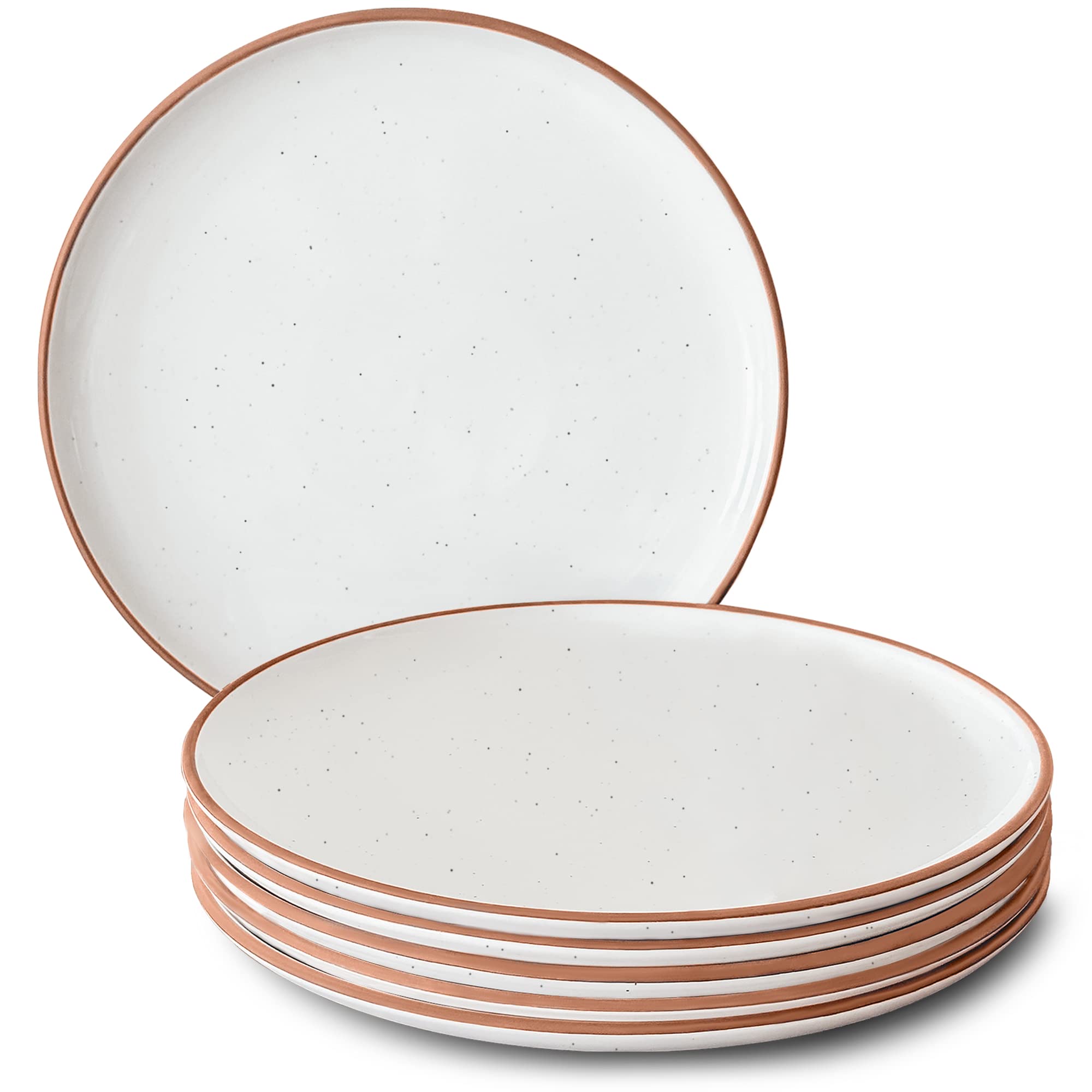 Photo 1 of Mora Ceramic Dinner Plates Set of 6, 10 inch Dish Set - Microwave, Oven, and Dishwasher Safe, Scratch Resistant, Modern Rustic Dinnerware- Kitchen Porcelain Serving Dishes - Vanilla White