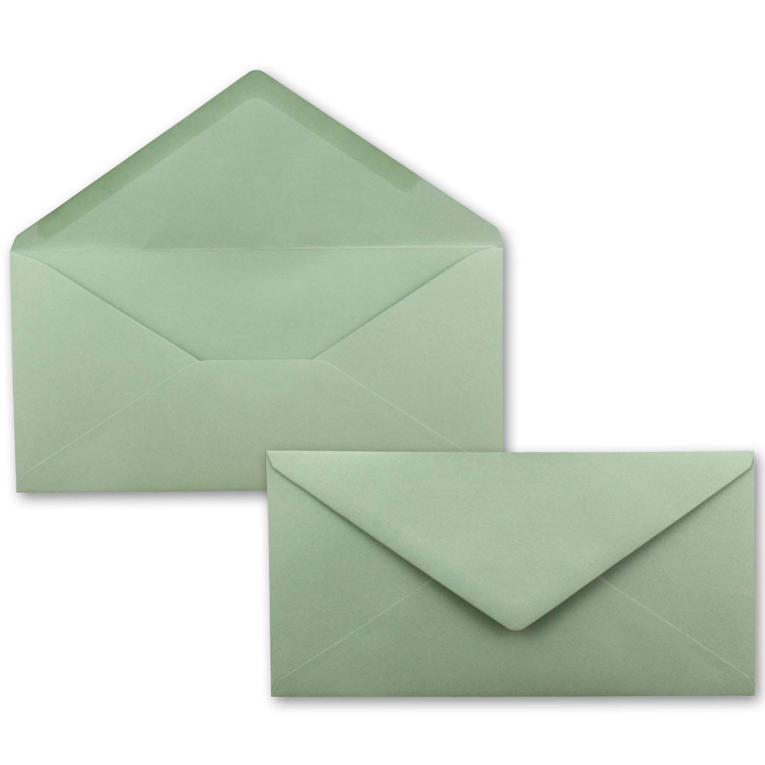 75 envelopes Eucalyptus (Green) DIN Long - 110 x 220 mm (11 x 22 cm) - Wet gluing without window - Ideal for invitation cards - FarbenFroh series
