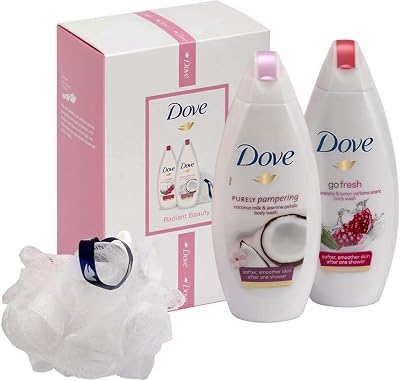 Dove Relaxing Beauty Body Wash Gift Set with Bath Puff - Coconut Milk & Jasmine