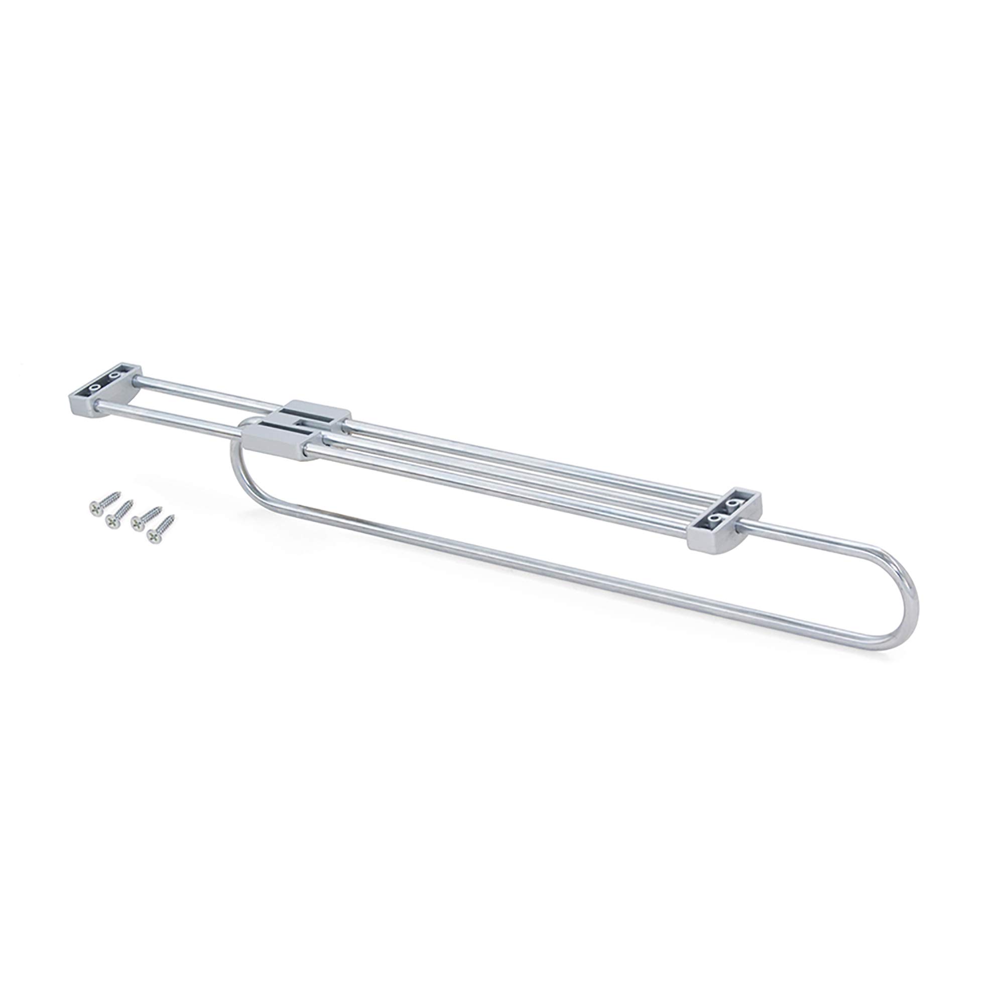 Emuca - Self Pull-out wardrobe rail, 450mm (17,7 inch), Silver painted, Steel and Plastic
