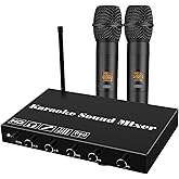 Wiistar Karaoke Sound Mixer Wireless Microphone Karaoke Mixer System Portable Digital Audio with HDMI, Optical/Toslink 3.5mm Audio Out for Home-KTV, Meeting, Wedding, Church, Home Party