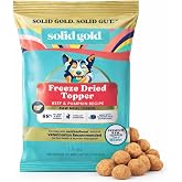 Solid Gold Freeze Dried Dog Food Topper &amp; Treats, Beef, Picky Eaters, 1.5oz | Real Beef Raw Dog Food Toppers for Picky Eaters to Serve as a Nutrient-Dense Meal Topper or High Protein Treat