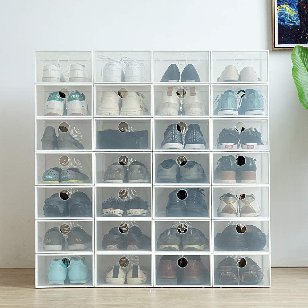 LittleJimmy Shoe Boxes Clear Plastic Stackable - a New Generation of Shoe Storage Box with Reinforced Design , One of the Most Sturdy Shoe Organizer (12): Home Improvement