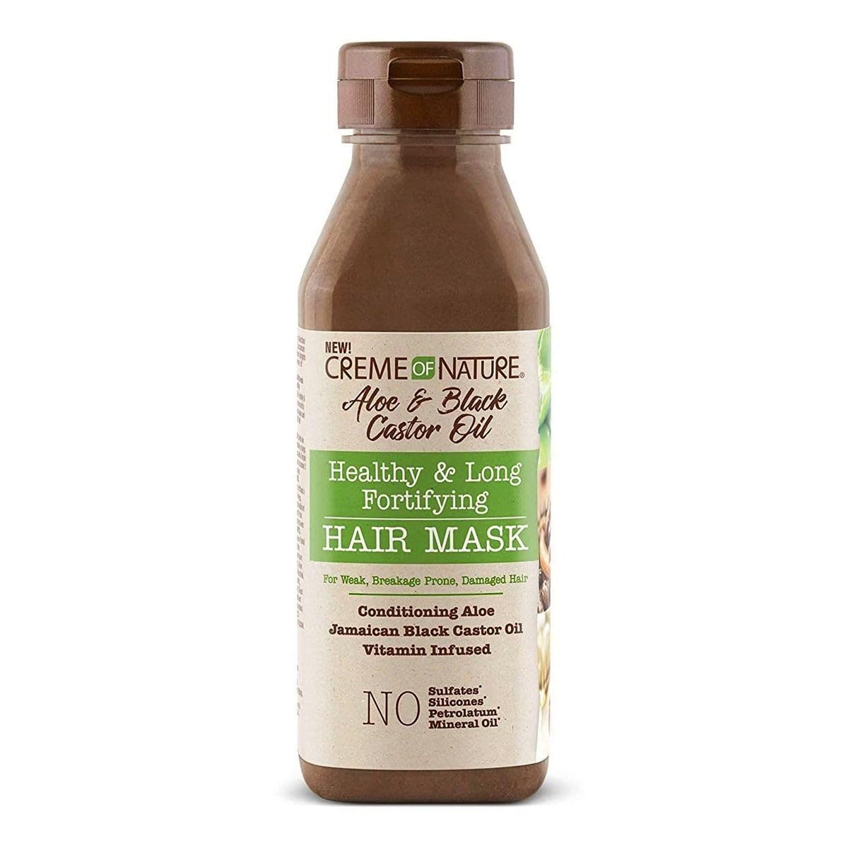 Creme of Nature Aloe & Black Castor Oil Healthy & Long Fortifying Hair Mask 12 oz, Brown, 355 ml