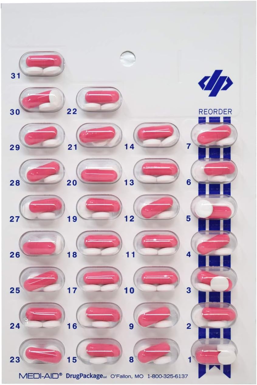Medi-Aid Monthly Cold Seal Medication Blister Pack System Cards - One Piece Unit Dose Book Fold, (31 Day Monthly - 6 Pack) - Image 3