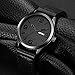 Chronos Quartz Black Leather Men's Wrist Watch Waterproof Classic Round Black Dial Large Number Calendar