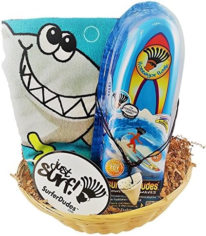 Surfer Dudes 3 Piece Gift Set - Hank Toy, Shark Beach Towel, Shark Tooth Necklace