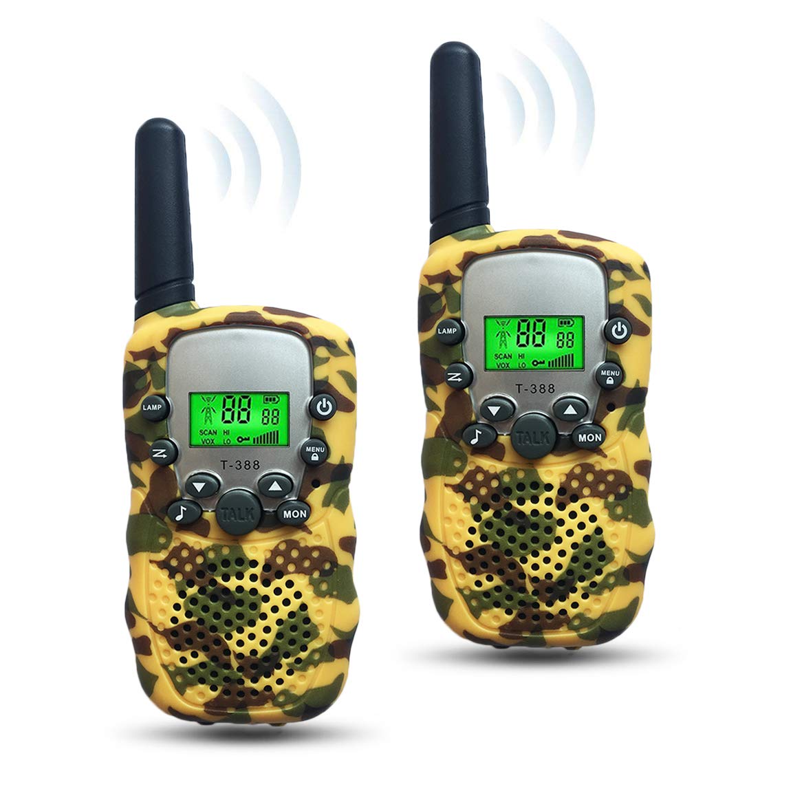 Outdoor Toys For 4 8 Year Old Boys Pussan Walkie Talkies For Kids 2 Miles Long Range T388 Walky Talky Kids Camping Gear Christmas Birthday Gifts Camo
