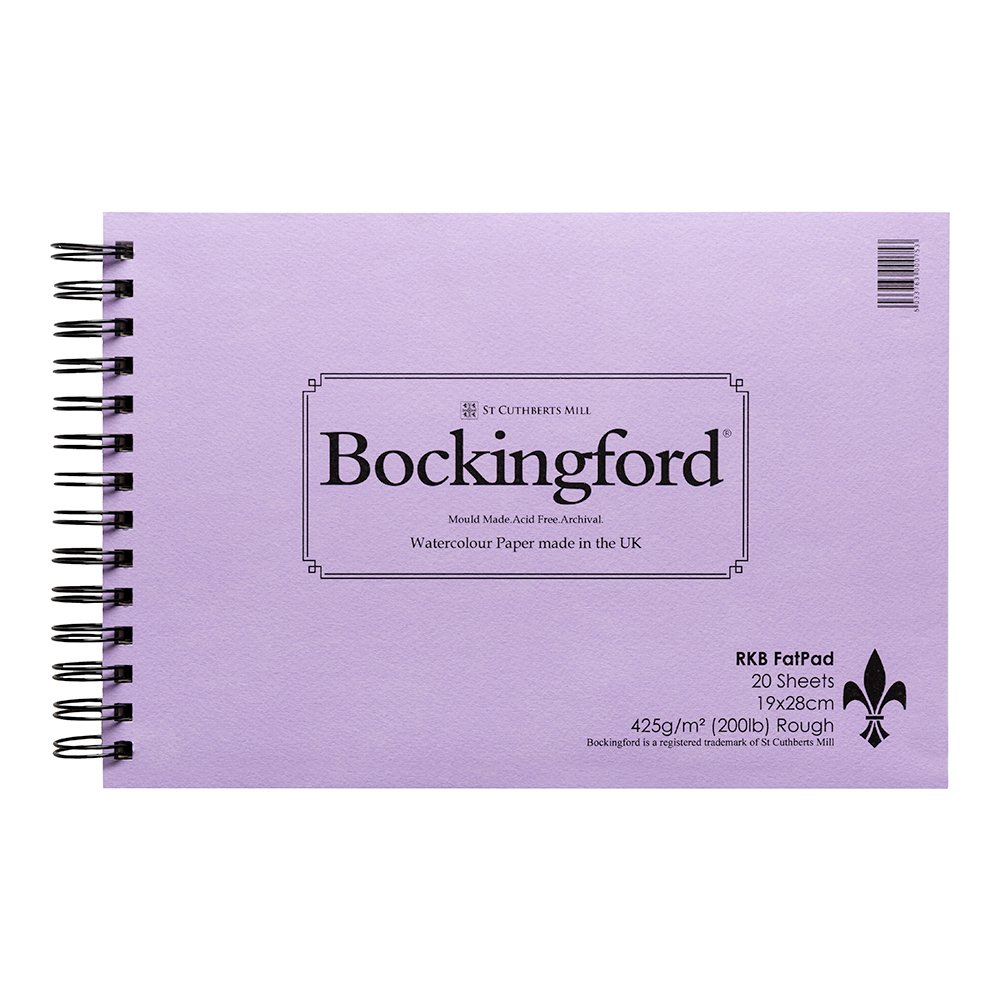 Bockingford Watercolour Paper Spiral Fat Pad 200lb (425 gsm) 20 sheets ROUGH surface 71/2x11in