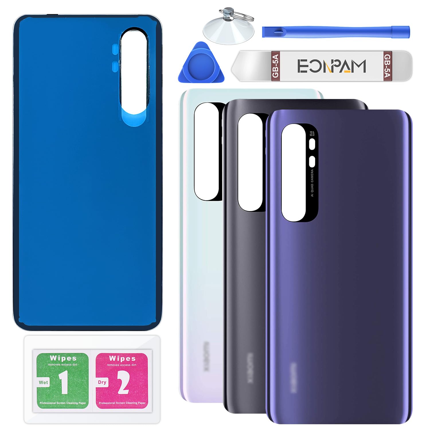 Eonpam Back Cover Glass for Xiaomi Mi Note 10 Lite Rear Glass Replacement with Repair Kit Genuine Rear Housing (Nebula Purple)