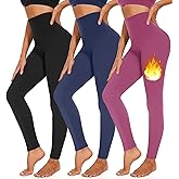 3 Pack Fleece Lined Leggings Women High Waisted Warm Winter Yoga Pants for Women Thermal Running Workout Leggings